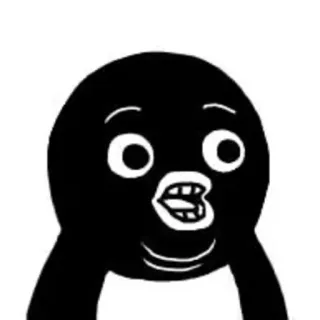 😬 pingouin, dessin animé, animal, noir et blanc telegram sticker