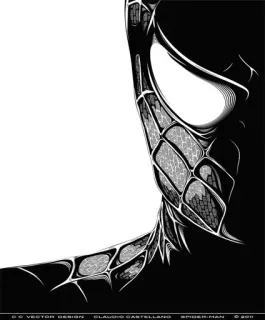 🕷 Spider-Man CC VECTOR DESIGN CLAUDIO CASTELLANO SPIDER-MAN 2011 Spider-Man, superhéroe, marvel, cómic, personaje, traje negro telegram sticker