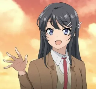 ⚾️ Mai Sakurajima Rascal Does Not Dream of Bunny Girl Senpai anime, desenho animado, menina, morena, fofa, uniforme escolar, aceno, saudação telegram sticker