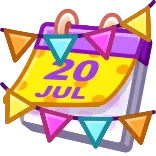 π 20 JUL kalender, datum, juli, evenement, viering telegram sticker