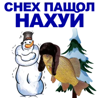 🐠 bonhomme de neige, poisson, hiver, animaux, dessin animé whatsapp sticker