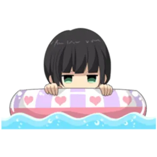 😶 Anime, Chibi, Schwimmen, Pool, Niedlich, Charakter telegram sticker