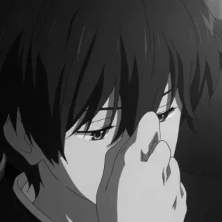 🕸 Anime, Triste, Menino, Monocromático, Emocional, Chorando telegram sticker