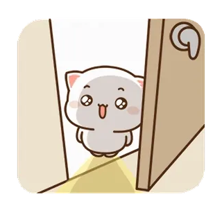 🥹 chat, dessin animé, mignon, animal, porte, kawaii telegram sticker