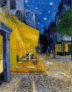 🌷 Café Terrace at Night Gemälde, Vincent van Gogh, Café, Nacht, Sterne, Kunst telegram sticker