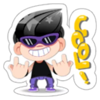 👲 Cool! Cartoon, Figur, Sonnenbrille, Cool, Rock on telegram sticker