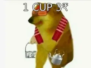 🤣 1 CUP 3₹ Chó, Meme, Cốc, Trà, Vui nhộn, Mùa đông telegram sticker
