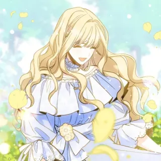 😆 アニメ, 女性, 金髪, ドレス, 漫画, 幸せ telegram sticker