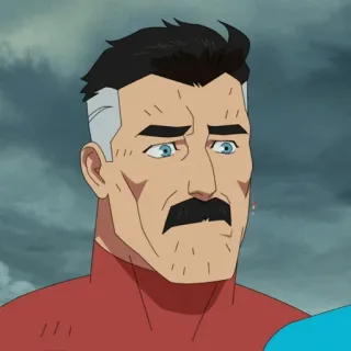 🌐 Omni-Man Invincible Superheld, Schnurrbart, unbesiegbar, Cartoon, animiert telegram sticker