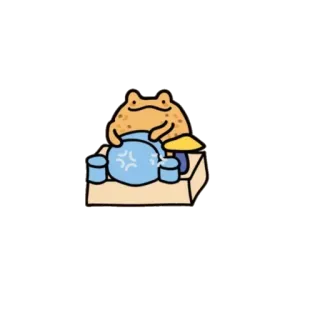 🥁 ếch, hoạt hình, động vật, dễ thương, phép thuật, thuốc telegram sticker