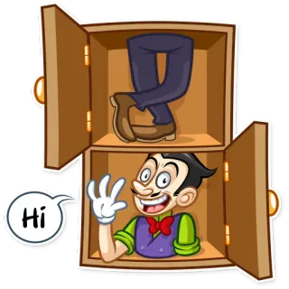 👋 Hi 贴纸, 卡通, 柜子, 问候, 你好, 挥手 telegram sticker