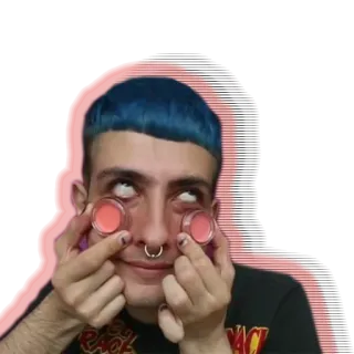 😝 osoba, makijaż, niebieskie włosy, twarz, wyraz, oczy telegram sticker