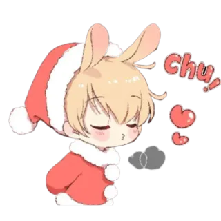 😚 Chu! carino, kawaii, coniglio, natale, inverno, anime telegram sticker