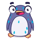 😰 เพนกวิน, การ์ตูน, น่ารัก, เหงื่อออก, กังวล whatsapp sticker
