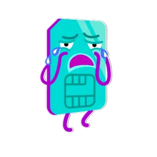 😭 kartu SIM, menangis, sedih, kartun, teknologi whatsapp sticker