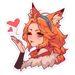 🦊 Anime, Kawaii, Adesivo, Garota, Fofa, Coração, Raposa, Orelhas whatsapp sticker