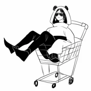 🐈‍⬛️ Anime, Panda, Carrito de compras, Gafas de sol, Dibujos animados, Personaje telegram sticker