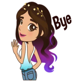 👋 Hello Desenho animado, Mulher, Menina, Acenando, Saudação telegram sticker