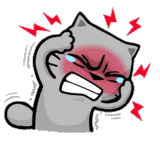 🤕 Katze, Kopfschmerzen, Schmerz, gestresst, Cartoon, Aufkleber telegram sticker