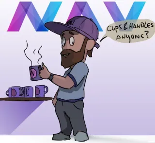 ☕️ CUPS & HANDLES ANYONE? tasses, poignées, café, homme, dessin animé, produits dérivés telegram sticker