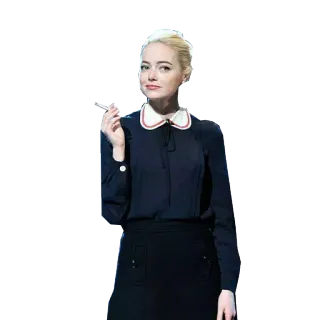 🚬 여자, 흡연, 담배, 블라우스, 치마 telegram sticker