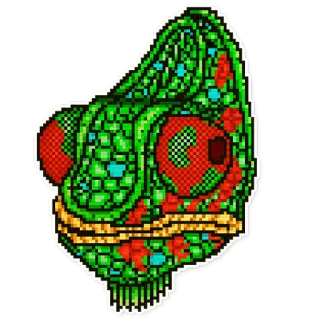 🐉 camaleón, pixel art, reptil, animal, verde, ojo whatsapp sticker