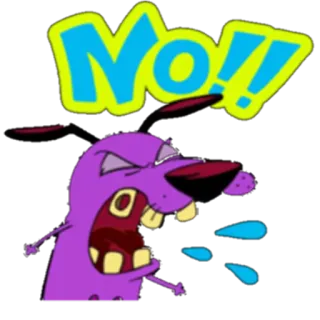 😒 Courage Courage the Cowardly Dog NO!! Dessin animé, Chien, Effrayé, Criant, Non, Courage le chien froussard telegram sticker