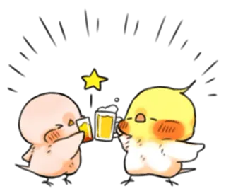 🍻 poussin, bière, toast, mignon, animaux, dessin animé telegram sticker