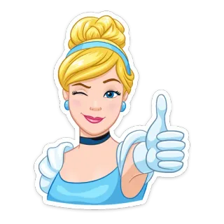 👍 Cinderella Dibujos animados, Princesa, Pulgar arriba, Guiño, Personaje whatsapp sticker