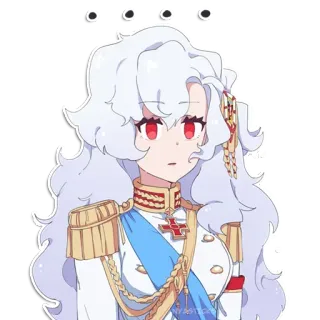 😐 Anime, Militäruniform, Charakter, Weißes Haar, Rote Augen telegram sticker