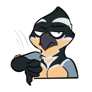 👎 pássaro, polegar para baixo, descurtir, desenho animado, gesto, negativo telegram sticker