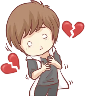 💔 corazón roto, triste, molesto, emocional, desamor, dibujos animados, personaje telegram sticker