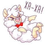 🤣 양, 귀여운, 동물, 만화, 나비 넥타이, 보송보송한 whatsapp sticker