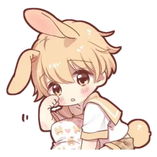 🌟 conejo, lindo, dibujos animados, anime, chibi, animal telegram sticker