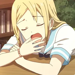 🥱 Anime, Mädchen, Gähnen, Schläfrig, Müde telegram sticker