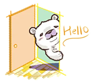👀 HELLO gấu, xin chào, lời chào, hoạt hình, dễ thương, cửa whatsapp sticker