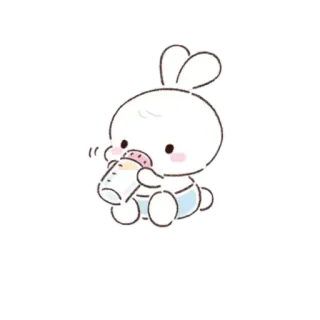 😐 mignon, bébé, lapin, lapin, dessin animé, animal whatsapp sticker