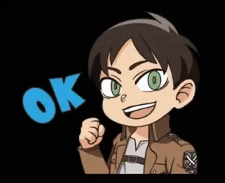 ๐ Eren Yeager Attack on Titan OK anime, Eren Yeager, Attack on Titan, character, ok, confirmation, approval, agreement telegram sticker