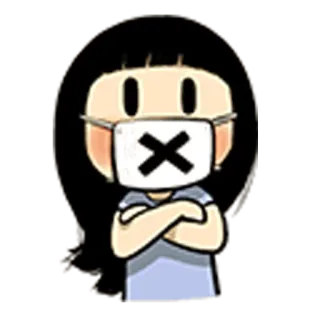 😶 adesivo, desenho animado, mudo, silêncio, x, máscara telegram sticker