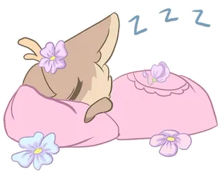 💤 zzz dormindo, raposa, flores, fofo, desenho animado whatsapp sticker