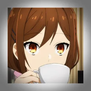 💫 Anime, Mädchen, Kaffee, Tasse, Cartoon telegram sticker