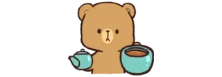 ☕️ oso, té, lindo, dibujo animado, animal whatsapp sticker