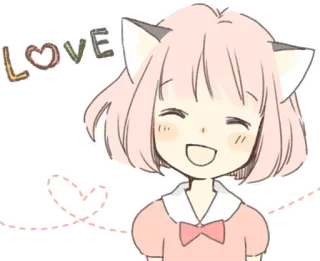 ☺️ LOVE amor, fofo, orelhas de gato, rosa, kawaii, menina, coração telegram sticker