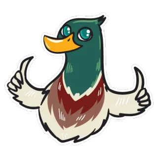 👍 bebek, jempol, imut, binatang, burung, kartun telegram sticker