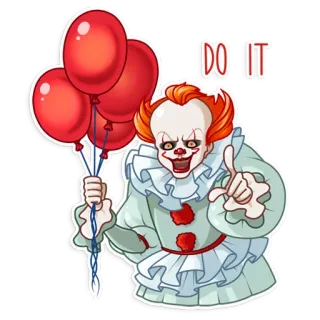 💪 Pennywise IT DO IT chú hề, kinh dị, phim, pennywise, bong bóng, Stephen King, ác quỷ telegram sticker