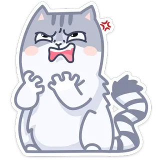 😠 gato, bravo, adesivo, desenho animado, felino whatsapp sticker