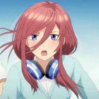 💙 Miku Nakano The Quintessential Quintuplets anime, manga, headphones, teen, girl, cute telegram sticker
