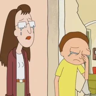 🛸 Morty Rick and Morty weinen, traurig, Morty Smith, Rick und Morty, Cartoon telegram sticker