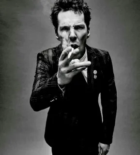 😡 man, smoking, cigarette, portrait, suit, expression telegram sticker