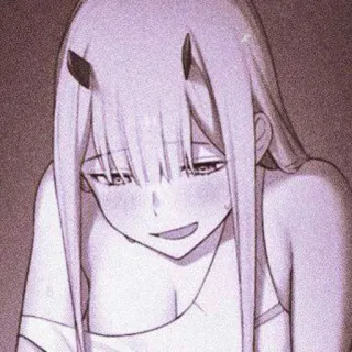 😂 Zero Two Darling in the Franxx Anime, Zero Two, Darling in the Franxx, Cornes, Manga, Cheveux roses whatsapp sticker